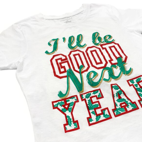 CANDY COUTURE Womens Holiday Graphic T-Shirt "I’ll Be Good Next Year" Size S NEW - Picture 4 of 5